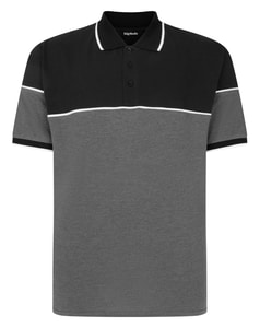 Bigdude Colour Block Polo With Piping Black