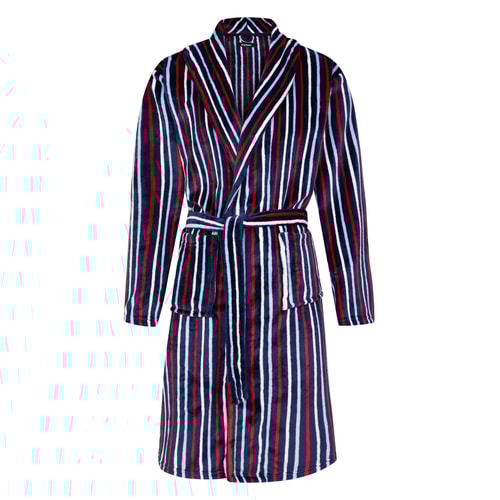 Bigdude Fleece Stripe Dressing Gown Navy