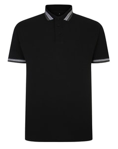 Bigdude Jacquard Contrast Pique Polo Shirt Black