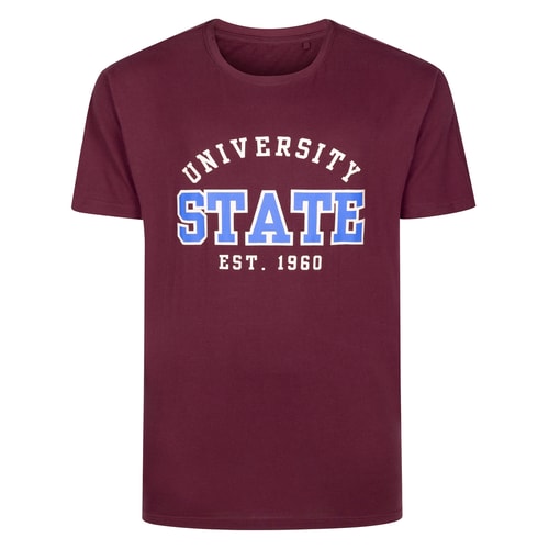 Bigdude University State Print T-Shirt Burgundy