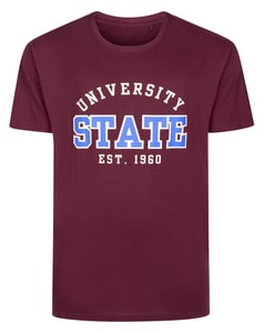 Bigdude University State Print T-Shirt Burgundy