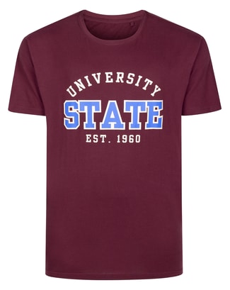 Bigdude University State Print T-Shirt Burgundy