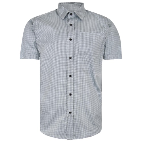 Bigdude Short Sleeve Cotton Woven Circle Design Shirt Grey/Black Tall