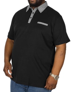 Bigdude Contrast Jersey Polo Shirt Black