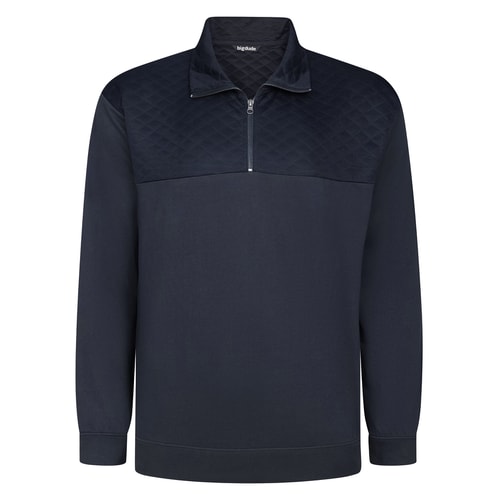 Bigdude Quilted Half Zip Sweatshirt Navy