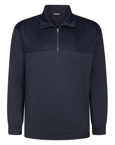 Bigdude Quilted Half Zip Sweatshirt Navy