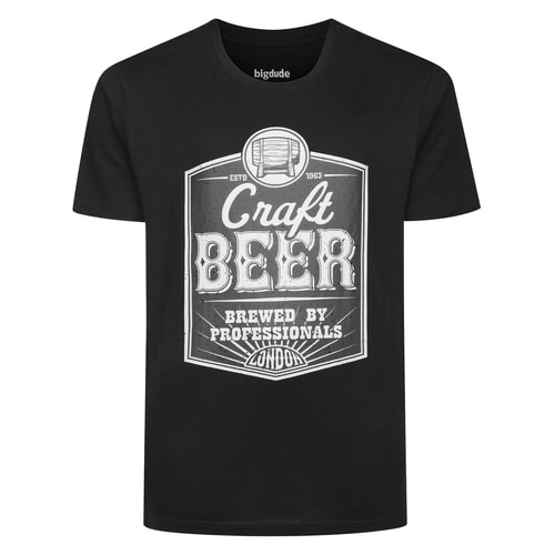 Bigdude Craft Beer Print T-Shirt Black Tall
