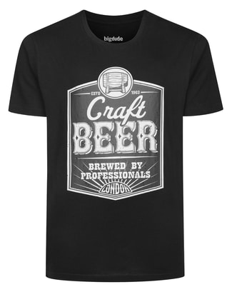 Bigdude Craft Beer Print T-Shirt Black Tall