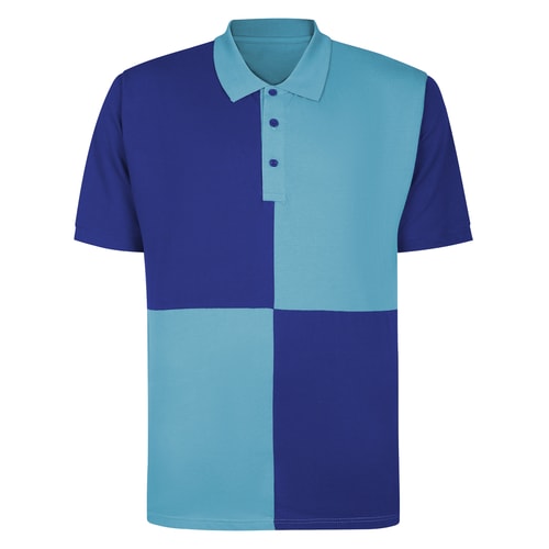Bigdude Quartered Colour Block Single Jersey Polo Shirt Cobalt/Light Blue