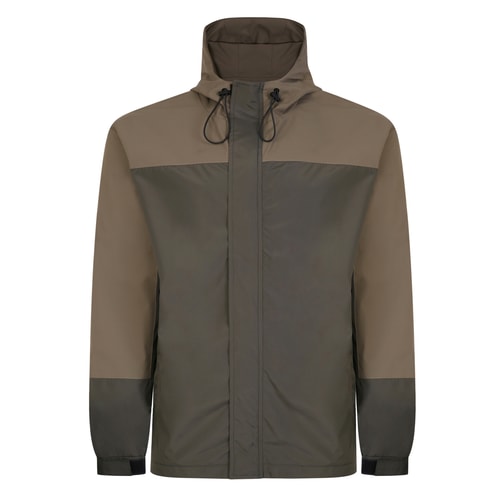 Bigdude Contrast Panel Showerproof Hooded Jacket Khaki