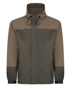 Bigdude Contrast Panel Showerproof Hooded Jacket Khaki