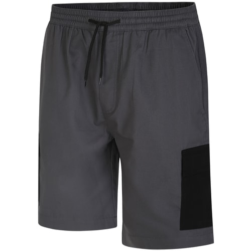 Bigdude Elasticated Waist Contrast Pocket Cargo Shorts Charcoal