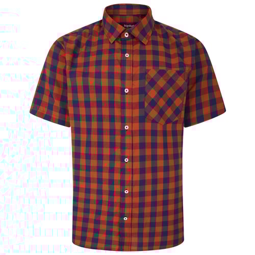 Bigdude Gingham Short Sleeve Shirt Orange