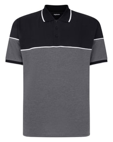 Bigdude Colour Block Polo With Piping Black