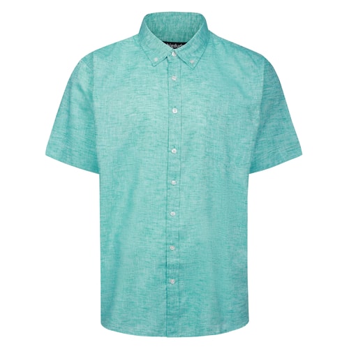 Bigdude Lightweight Linen Touch Button Down Collar Shirt Teal