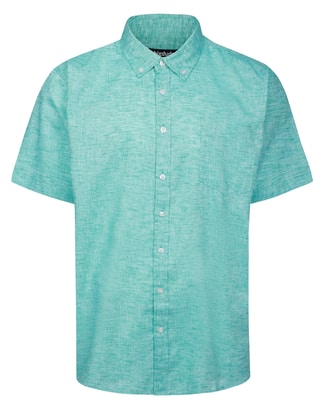 Bigdude Lightweight Linen Touch Button Down Collar Shirt Teal