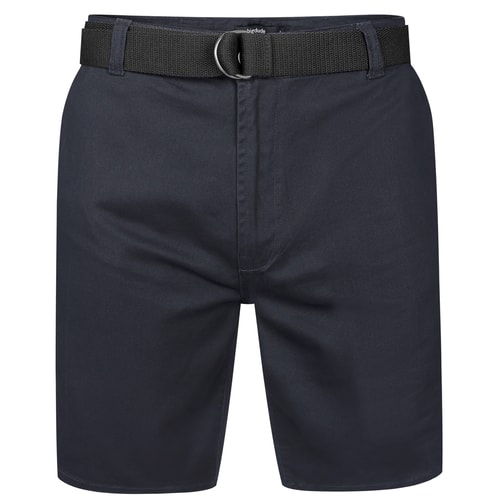 Bigdude Stretch Chino Shorts With Belt Navy