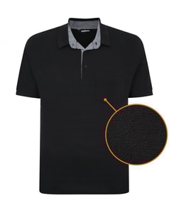 Bigdude Striped Textured Polo Shirt Black