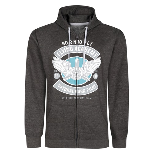 Bigdude Flying Academy Full Zip Hoody Charcoal