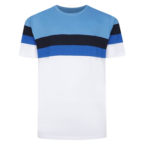 Bigdude Striped Colour Block T-Shirt Light Blue