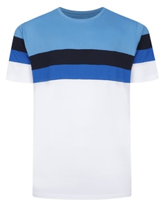 Bigdude Striped Colour Block T-Shirt Light Blue