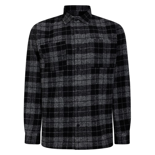 Bigdude Checked Flannel Overshirt Black/Charcoal Tall