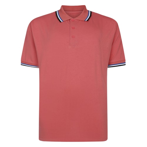Bigdude Polo With Contrast Tipping Faded Red