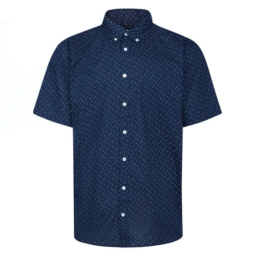 Bigdude Button Down Sprinkle Short Sleeve Shirt Navy