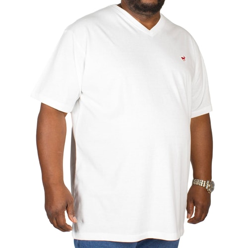 Bigdude Signature V-Neck T-Shirt Off White Tall