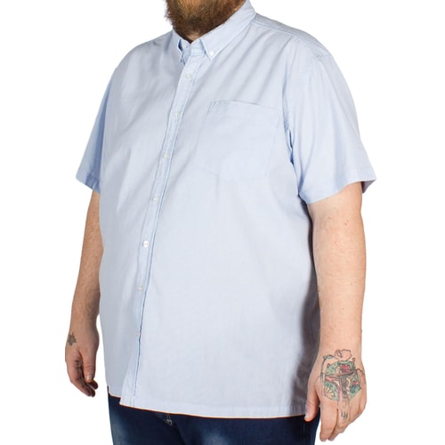 Bigdude Fine Stripe Short Sleeve Shirt Blue
