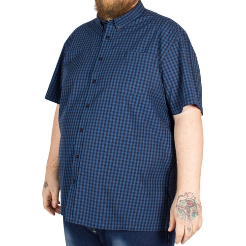 Bigdude Short Sleeve Gingham Shirt Navy