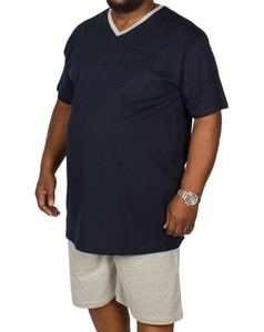 Bigdude Short V-Neck Pyjamas Navy/Grey