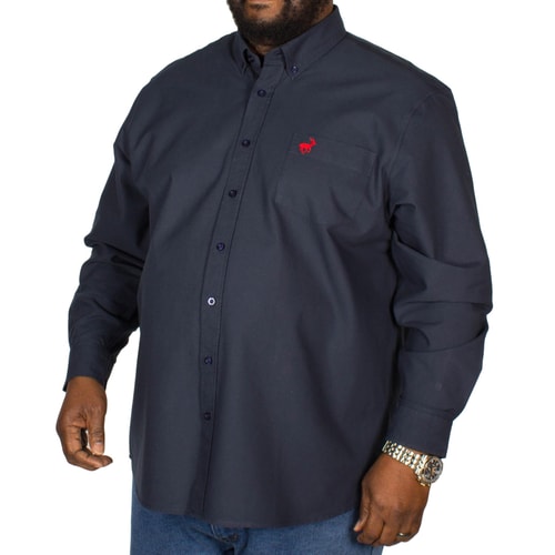 Bigdude Long Sleeve Oxford Shirt With Pocket Navy