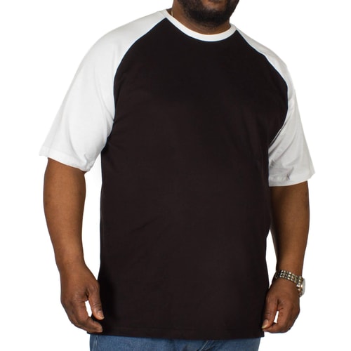 Bigdude Contrast Raglan Sleeve T-Shirt Black/White