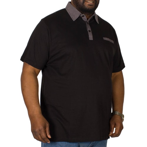 Bigdude Contrast Jersey Polo Shirt Black Tall