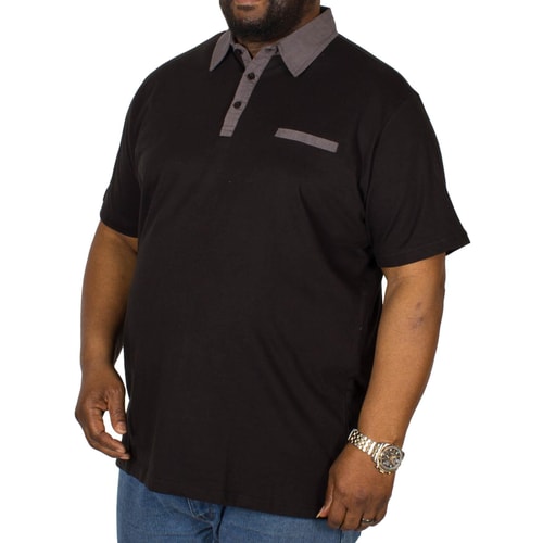 Bigdude Contrast Jersey Polo Shirt Black