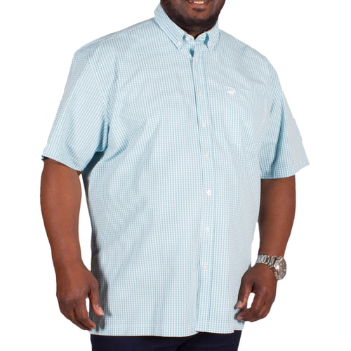 Bigdude Short Sleeve Light Blue Gingham Check Shirt