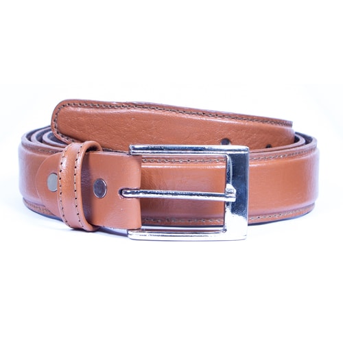 Ronald Leather Stitch Detail Belt Tan