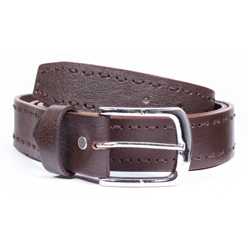 Chad Leather Heavy Stitch Belt Dark Brown