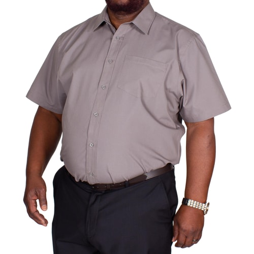 Bigdude Classic Short Sleeve Poplin Shirt Charcoal Tall