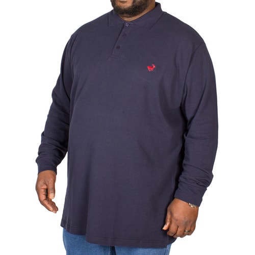 Bigdude Embroidered Long Sleeve Polo Shirt Navy