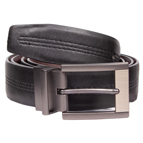 William Leather Stitch Detail Reversible Belt Black/Brown