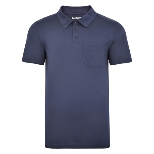 Bigdude Jersey Polo Shirt With Pocket Navy Tall