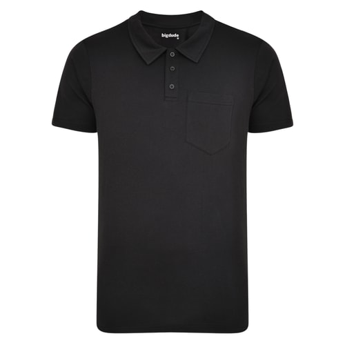 Bigdude Jersey Polo Shirt With Pocket Black Tall