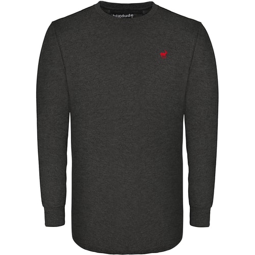 Bigdude Long Sleeve Crew Neck T-Shirt Charcoal Tall