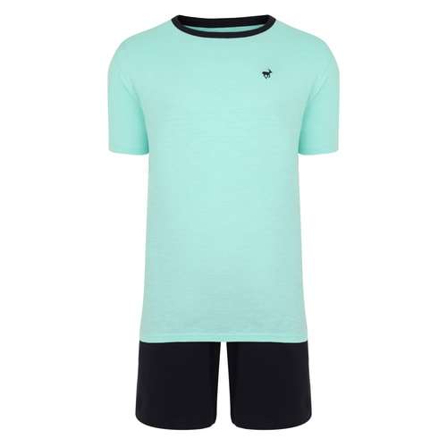 Bigdude Marl Slub Pyjama Short Set Green
