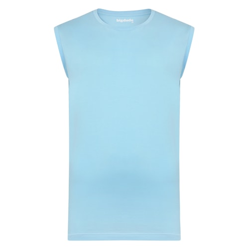 Bigdude Plain Sleeveless T-Shirt Sky Blue Tall