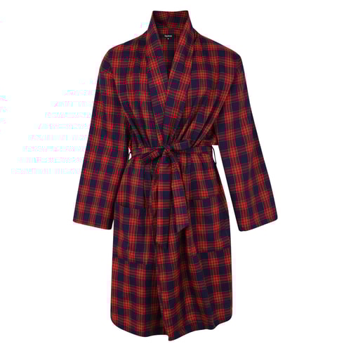Bigdude Woven Check Dressing Gown Navy/Red