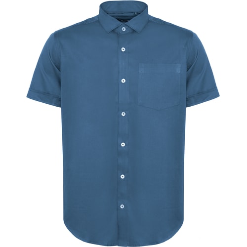 Bigdude Fine Twill Short Sleeve Shirt Blue