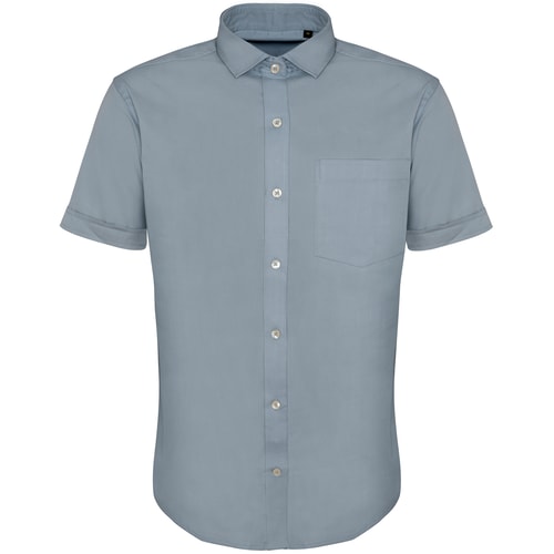 Bigdude Fine Twill Short Sleeve Shirt Light Blue